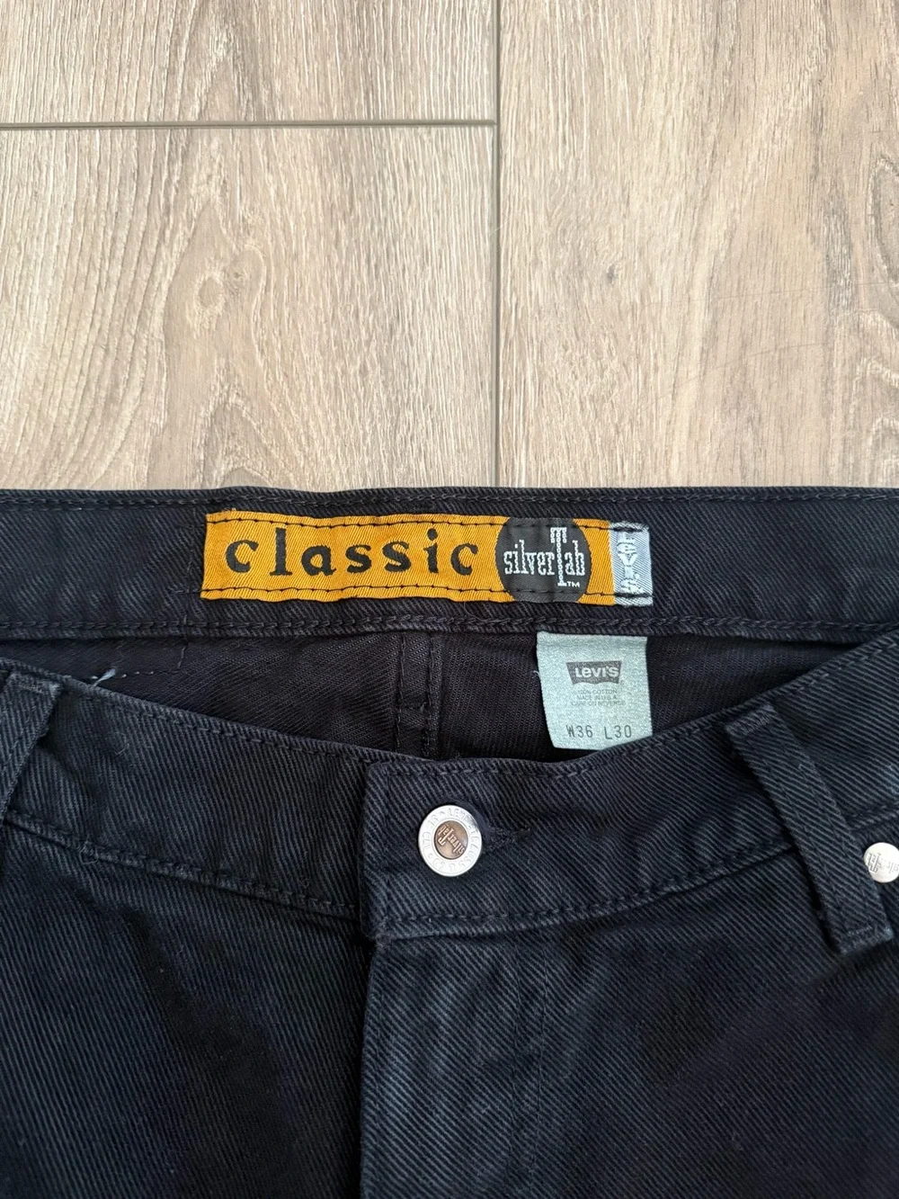 VINTAGE Levis Silvertab Jeans Mens 36x30 Black Denim Classic Straight Y2K 90s US